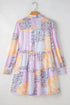 'Calla' Frill Bloom Printed Mini Dress - Celes Fashion